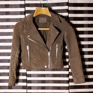 SL8 Olive Green Suede Leather Moto Jacket sz S